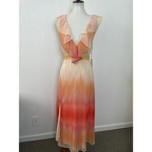 Flynn Skye Tank Dress Mid Side Slit Plunge Ruffled Ombre